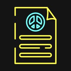 Icon peace agreement. Military and war elements. Icon in neon style.