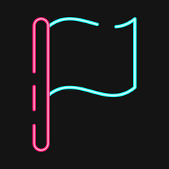 Icon surrender flag. Military and war elements. Icon in neon style.