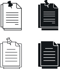 Pinned notes documents icons outline solid