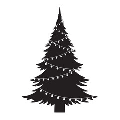 Decorated with cheer and light – Christmas tree silhouette showcased through joyful Christmas tree vector – Christmas tree illustration – Christmas silhouette


