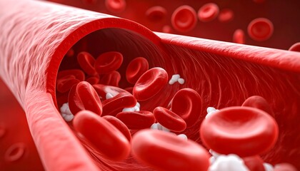 Blood Cells Flowing in Vessel Medical Illustration