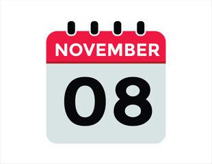 9 November, calendar date icon. 9 November Calendar Date for Deadlines or Appointment. Day, month. vector illustration.
