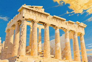 Obraz premium Parthenon in Its Prime – Fresco Mural Style