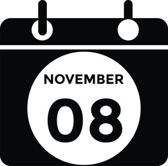 9 November, calendar date icon. 9 November Calendar Date for Deadlines or Appointment. Day, month. vector illustration.

