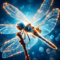 dragonfly on a blue background