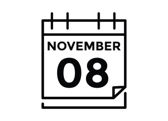 9 November, calendar date icon. 9 November Calendar Date for Deadlines or Appointment. Day, month. vector illustration.
