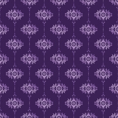 Seamless Deep Violet Thai Textile Design with Ornamental Floral Motifs for Luxury Fabric and Wallpaper Use Seamless Deep Violet Thai Textile Design with Ornamental Floral Motifs for Luxury Fabric 