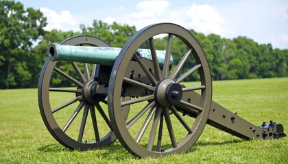 Antique cannon on grassy field