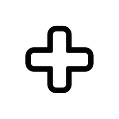 Obraz premium Cross (?) symbol icon, thick black stroke and proportional alignment, neutral UI style, isolated transparent background