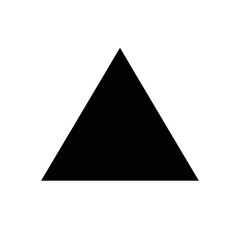 Fototapeta premium Equilateral triangle pointing upward, flat monochrome black fill, precisely aligned corners and sharp vector angles, isolated transparent background