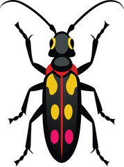 Close-up of Asian longhorn beetle on wood, invasive insect species, detailed macro photography of beetle with long antennae, nature pest control, forest environment, entomology, wildlife, harmful beet