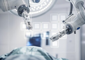 Robotic surgical arms with holographic interface in a modern operating room