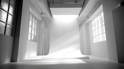 Empty, bright, white studio space