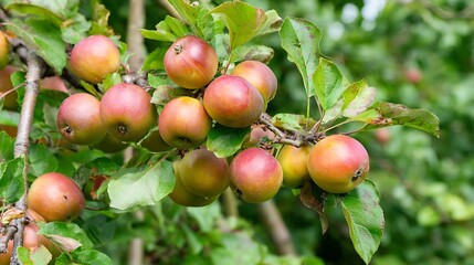 Ripe Apples Growing on a Tree Branch in Summer.