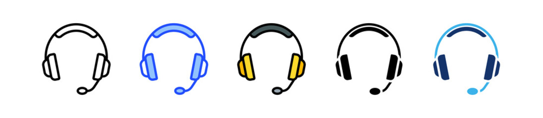 Headset Icon Collection With Multiple Styles