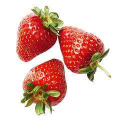 Three vibrant red strawberries, close-up