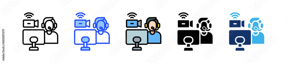 Poster streamer icon collection with multiple styles