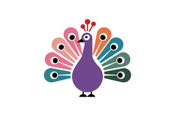 Multicolor Peacock Logo Design. Modern Stylized Bird with Vibrant Teardrop Feathers and Eye Motifs.