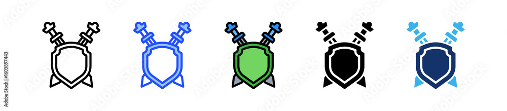 Poster weapons icon collection with multiple styles