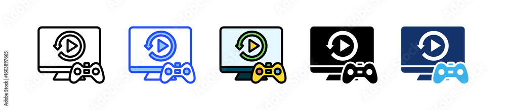 Poster replay icon collection with multiple styles