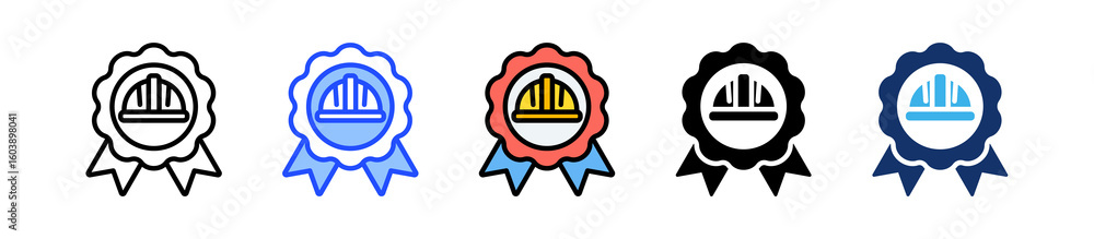 Poster safety badge icon collection with multiple styles