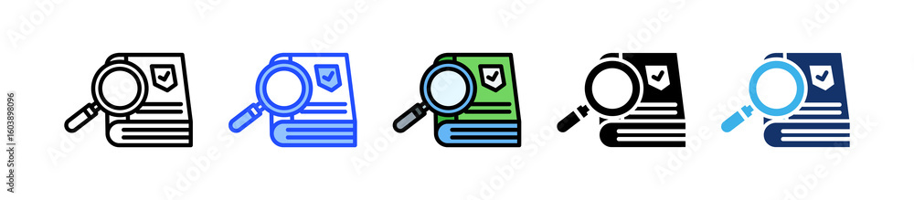 Poster inspection guidelines icon collection with multiple styles