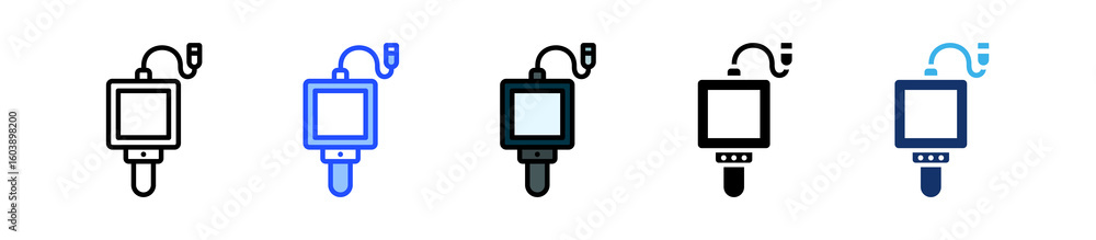 Poster inspection camera icon collection with multiple styles
