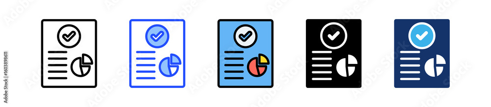 Poster compliance check icon collection with multiple styles