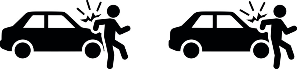 Car accident icon pedestrian hit by vehicle © Safwan Creatives