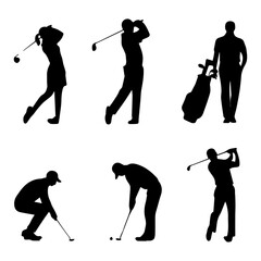 golf players silhouettes