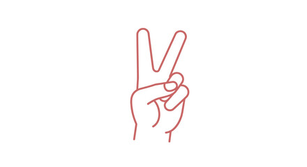 Fototapeta premium Minimalist peace hand gesture line art in red outline