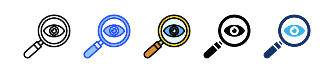 Magnifying Glass Icon Collection With Multiple Styles