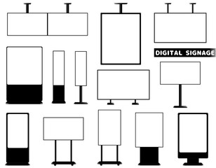 様々な形のデジタルサイネージ イラストセット