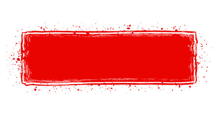 Grungy red paint splatter rectangle banner with textured edge