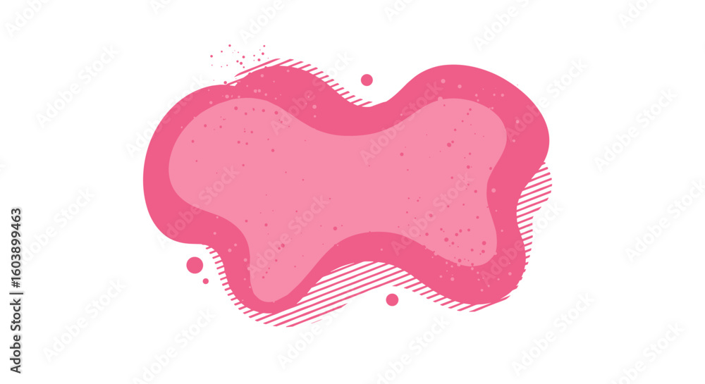 Poster abstract pink fluid shape with splash elements on white background