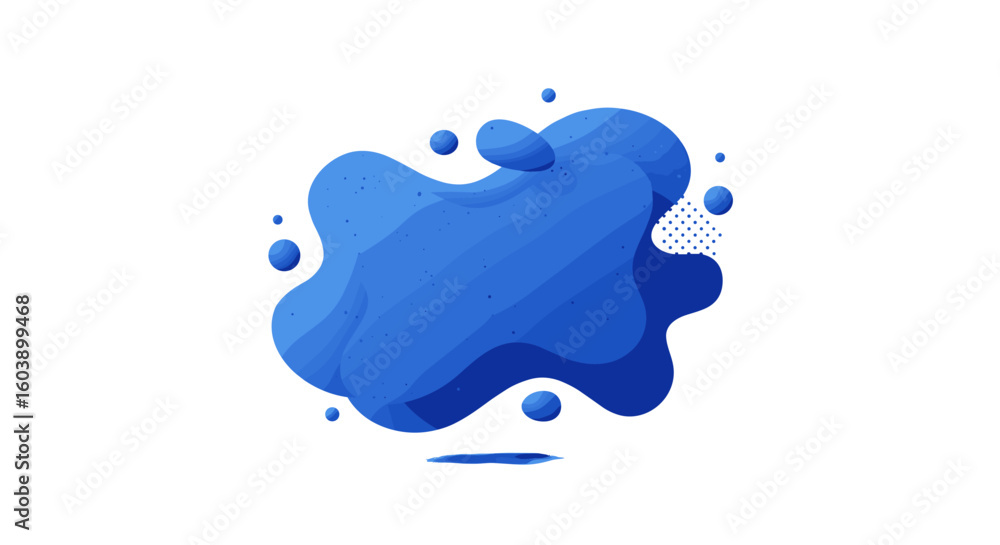Poster abstract blue fluid shape with gradient and shadows on white backgroun