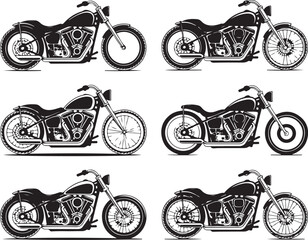 Vintage Chopper Motorcycle Vector Bundle

