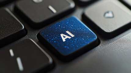 Close up of a keyboard key with ai symbol representing artificial intelligence