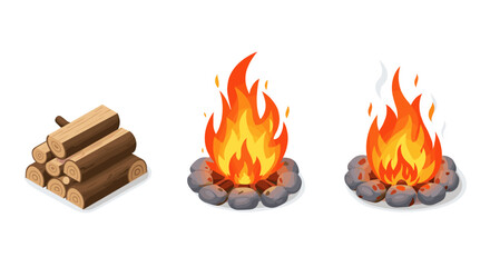 Campfire evolution: from logs to flames with smoke