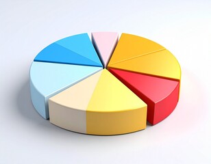 Obraz premium Vibrant 3D Pie Chart for Data Insights & Business Analysis on white background 