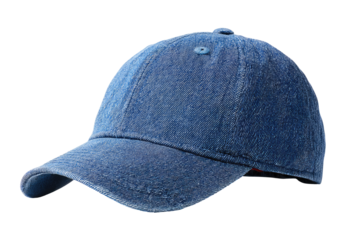 A blue denim baseball cap