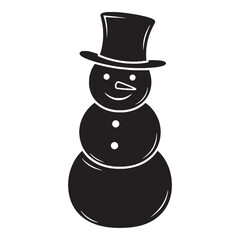 Carrot nose and cozy scarf – Snowman silhouette styled with festive Snowman vector – Snowman illustration – Christmas silhouette

