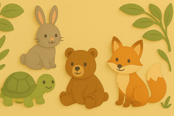 Fototapeta premium set of funny cartoon animals