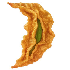 Fototapeta premium Crispy Fried Crescent Pastry with Green Filling
