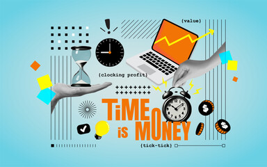 Trendy Collage poster design - Business Time