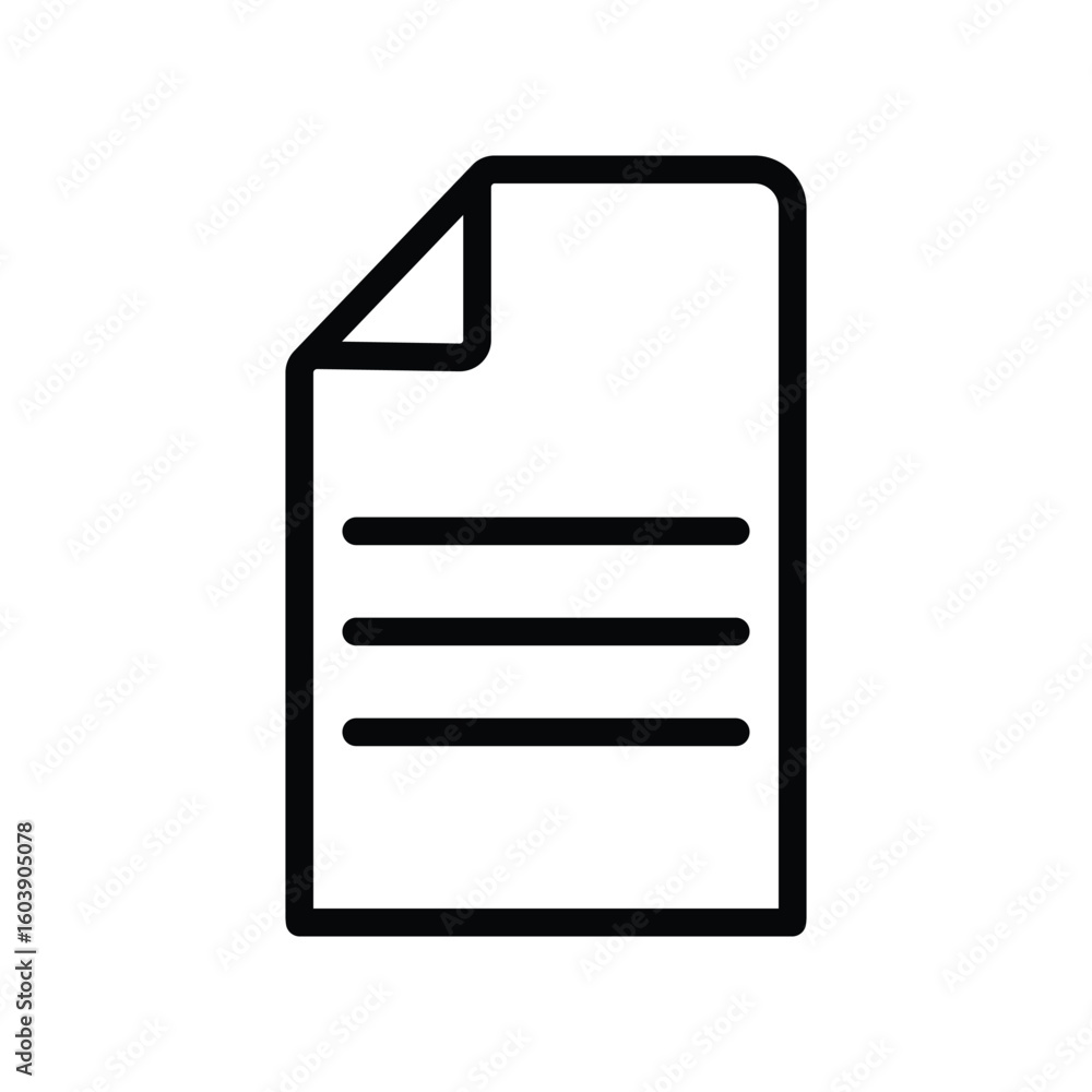 Poster a minimalist blackoutlined document icon with a folded corner and three horizontal lines