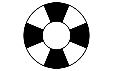 浮き輪のシンプルな線画イラスト、夏のイラスト、白黒 © TKM