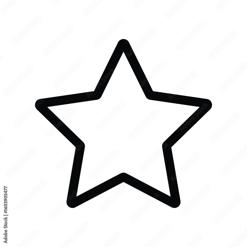 Poster a simple outlined fivepointed star with rounded edges centered on a white background