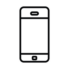 A simple line drawing of a smartphone with rounded edges speaker and home button