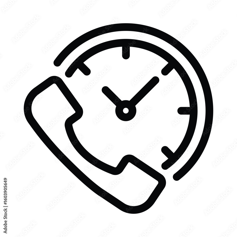 Poster an icon of a clock overlapping a telephone receiver